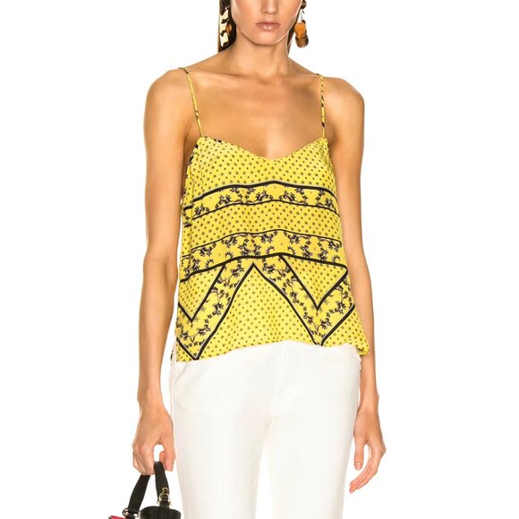 Ganni Silk Mix Top in Minion Yellow ASO Emily in Paris - Picture 4 of 10